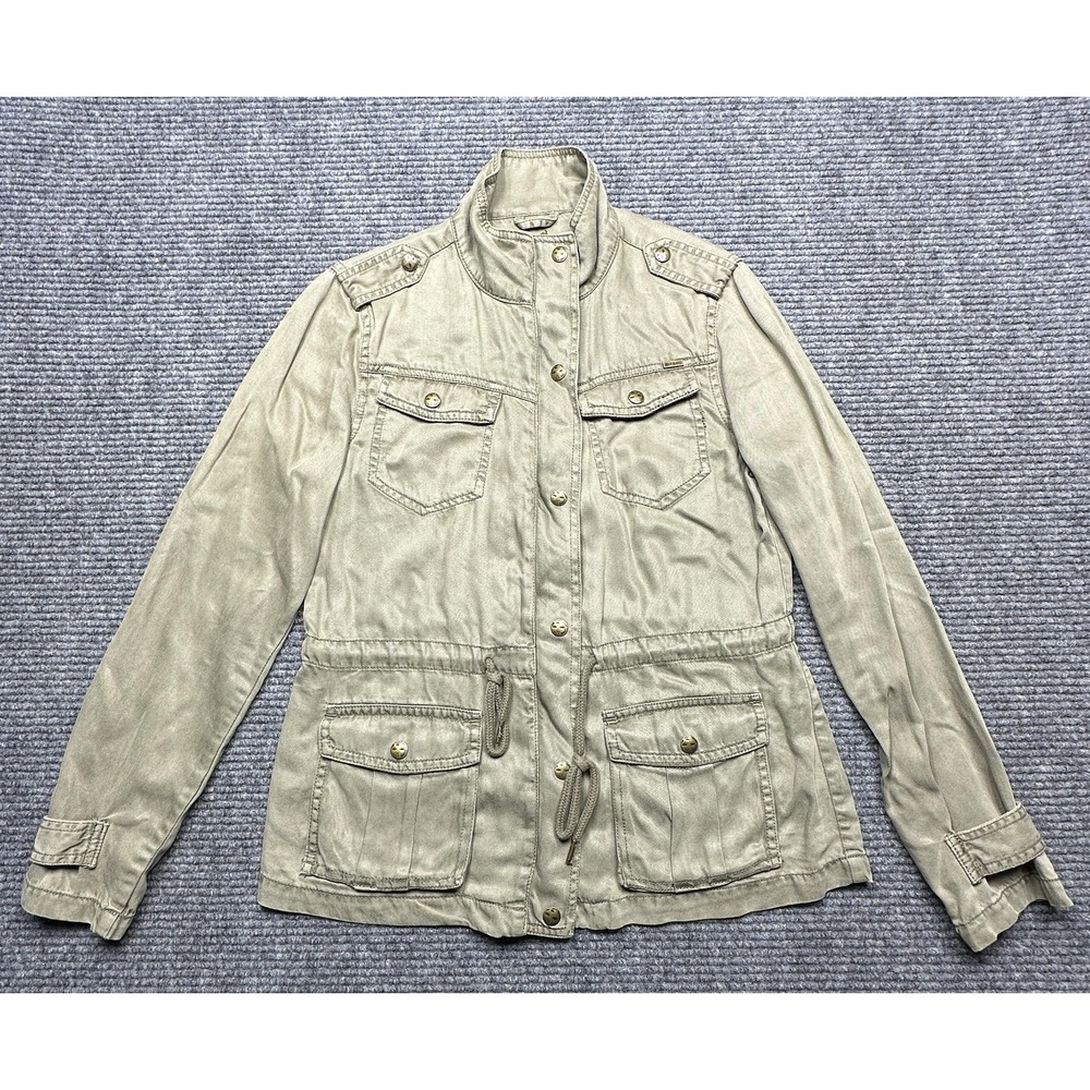Max Jeans Jacket Womens XS Green Tencel Utility Safari Military Pockets